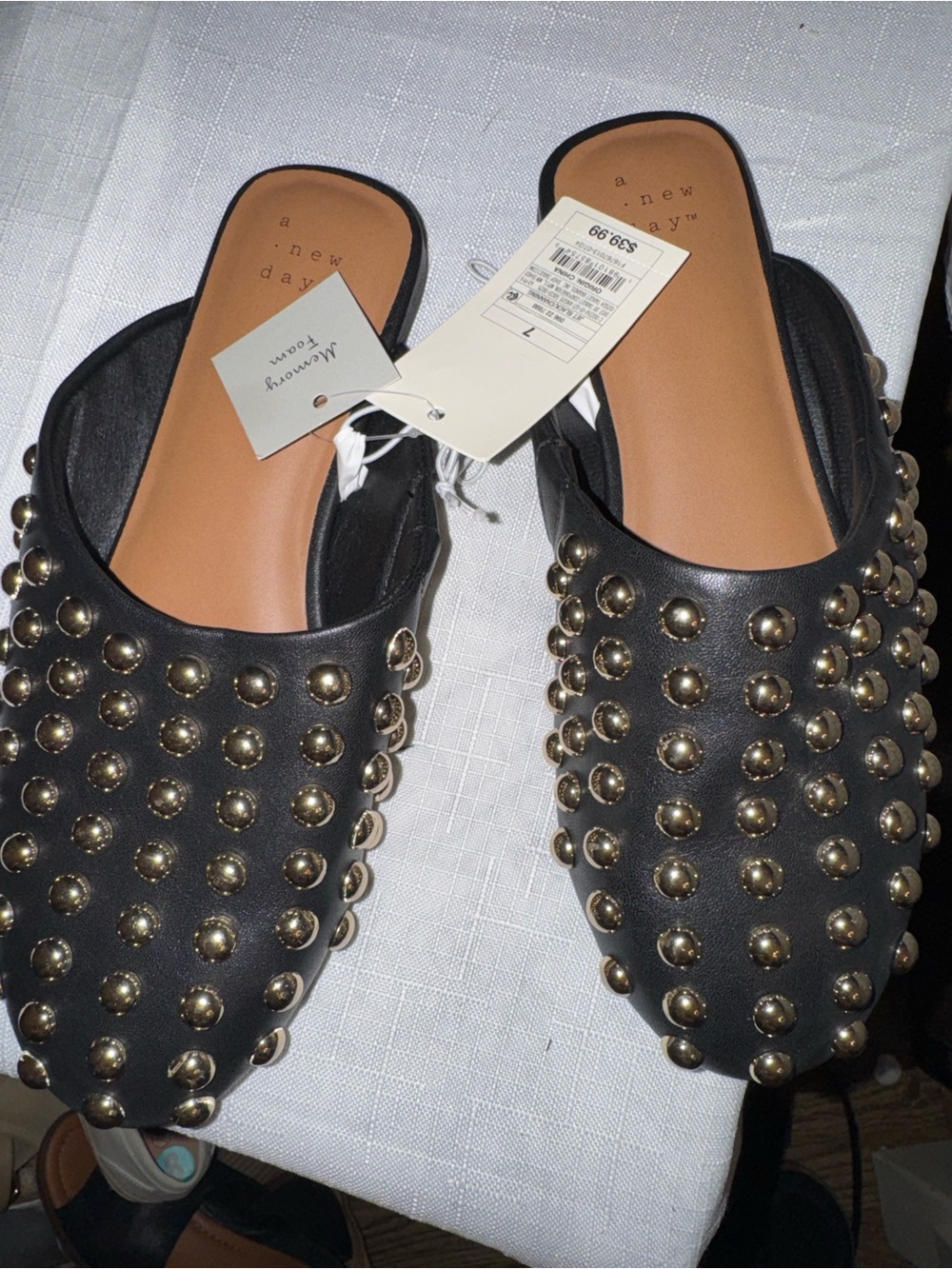 a new day Black Studded Slip-On Mules